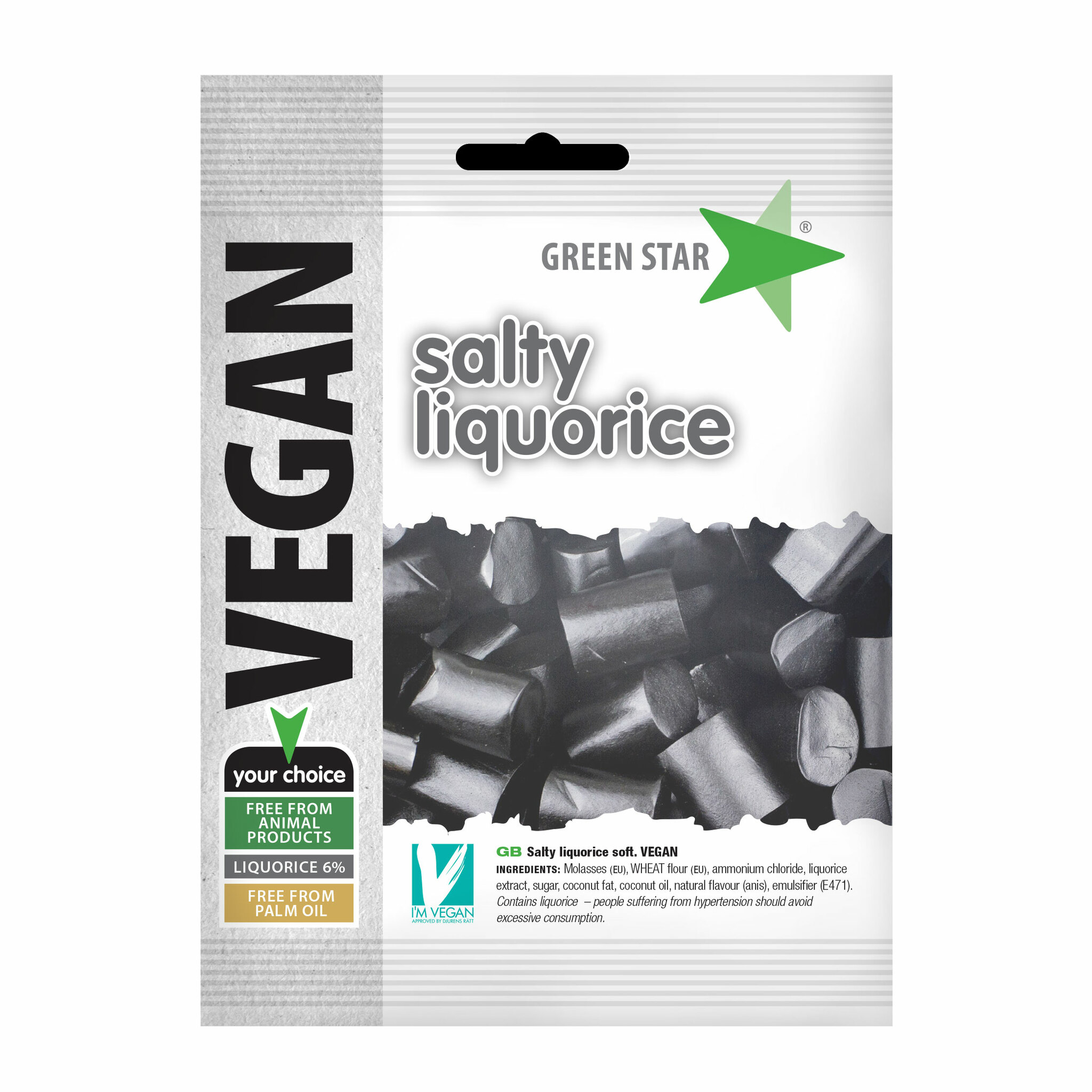 Green Star Vegan Salty Liquorice - 80 grams
