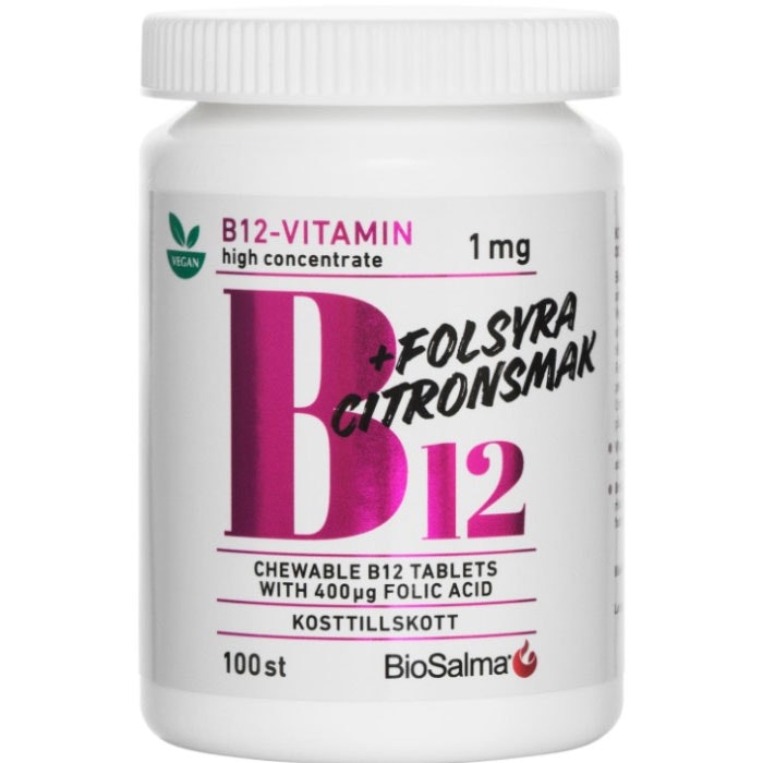 Biosalma Vitamin B12 1 mg + Folic acid, High Concentrate - 100 tablets