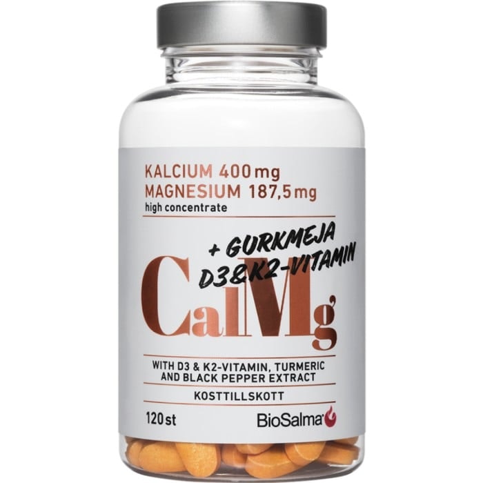 BioSalma Calcium 400 mg and magnesium 187.5 mg + Vitamin D3 & K2 and turmeric - 120 tablets