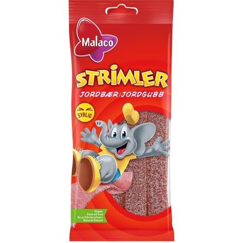 Malaco Strimler, Strawberry - 80 grams