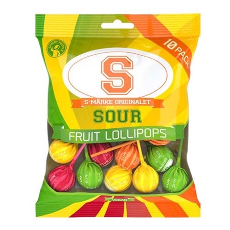 S-märke Sour Lollipops - 130 grams