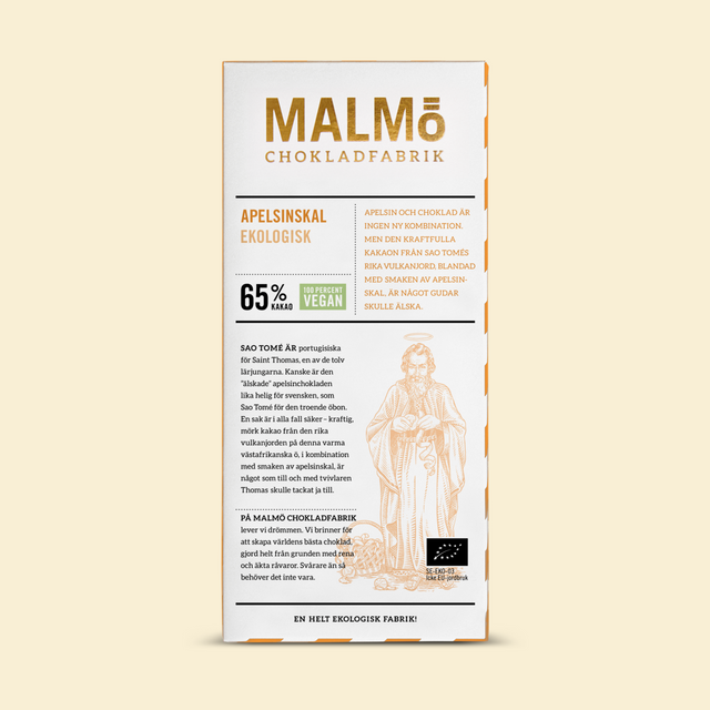 Malmö Chokladfabrik Orange Peel 65% - 80 grams