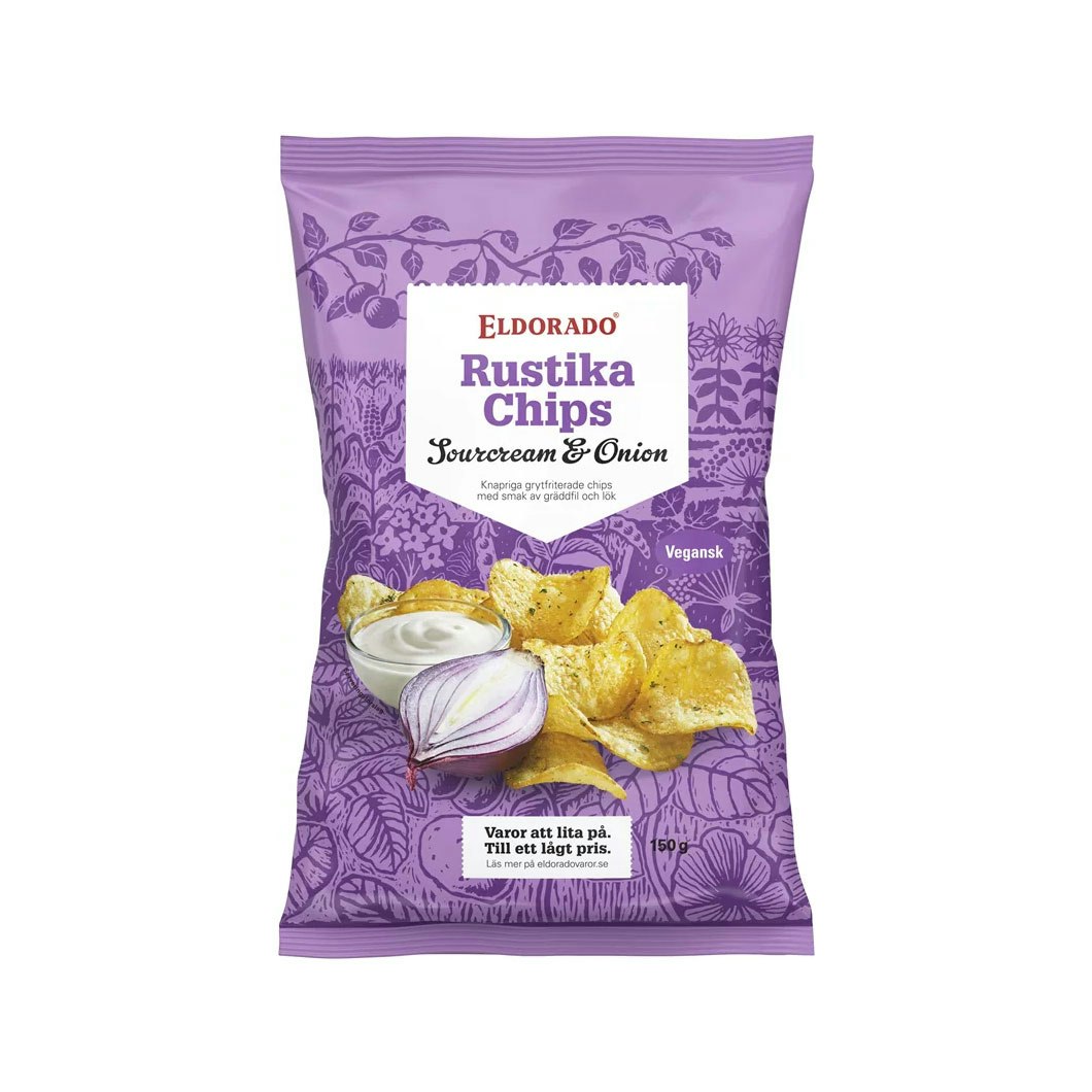 Eldorado Rustika Chips, Sourcream & Onion - 150 grams