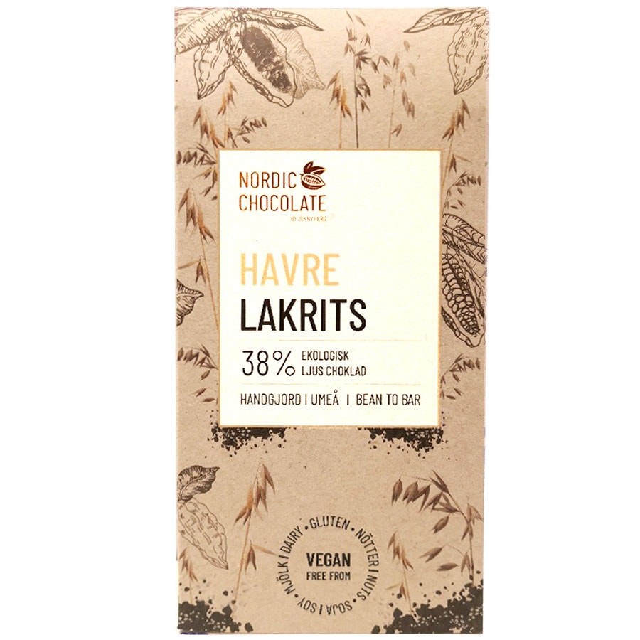 Nordic Chocolate Oat Chocolate, Licorice, 38% - 90 grams