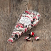 Franssons Polkagrisar Candy Cane, Raspberry Salted Caramels - 140 grams