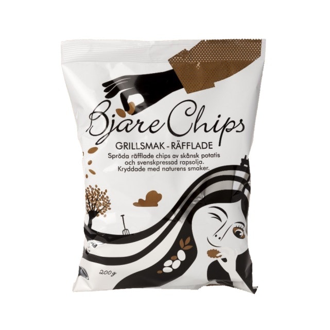 Bjäre Chips, Grill Flavoured, Ribbed - 200 grams