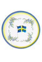 Paper Plates, Swedish flag with wreath - 8 pcs