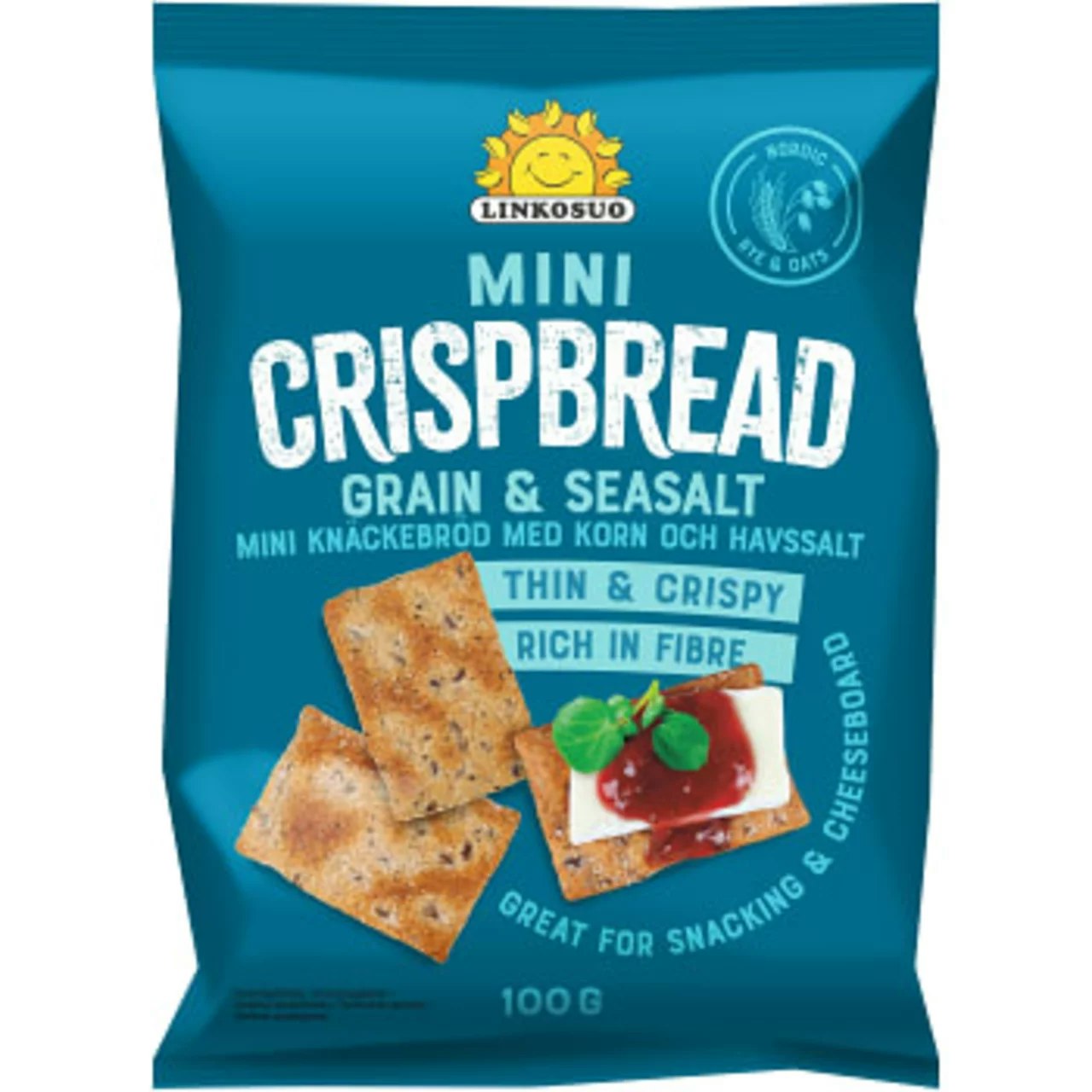 Linkosuo Mini Crispbread, Grain & Sea Salt - 100 g