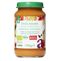 Änglamark Organic Baby Food, Peach & Passionfruit 4 months - 190 grams