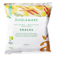 Änglamark Organic Corn Snacks, Carrot & Pumpkin - 15 grams