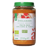 Änglamark Organic Babyfood, Pasta with Salmon & tomato 12 months - 210 grams