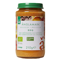 Änglamark Organic Babyfood, BBQ Vegeteables & Beef 12 months - 210 grams