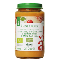 Änglamark Organic Babyfood, Spaghetti Vegetables & Mozarella 12 months - 210 grams