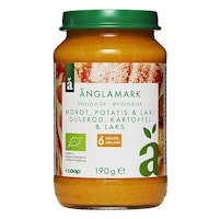 Änglamark Organic Babyfood, Carrot Potato & Salmon 6 months - 190 grams