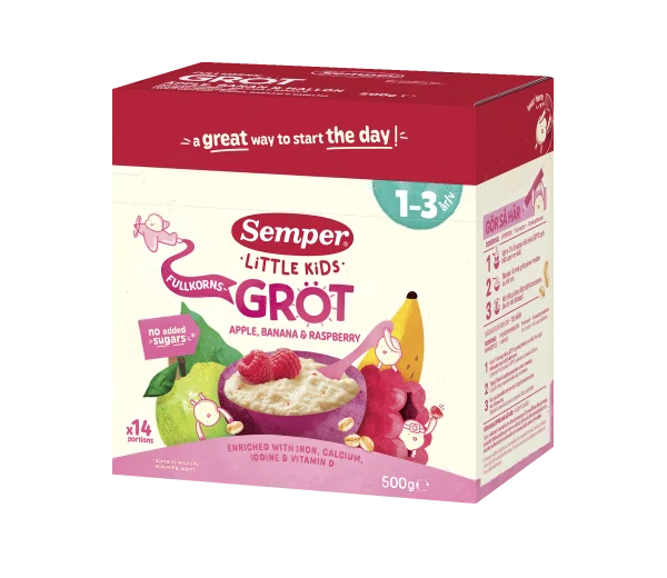 Semper Whole-grain Porridge Apple, Banana & Raspberry 1-3 years - 500 grams