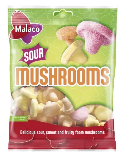 Malaco Sour Mushrooms - 80 grams