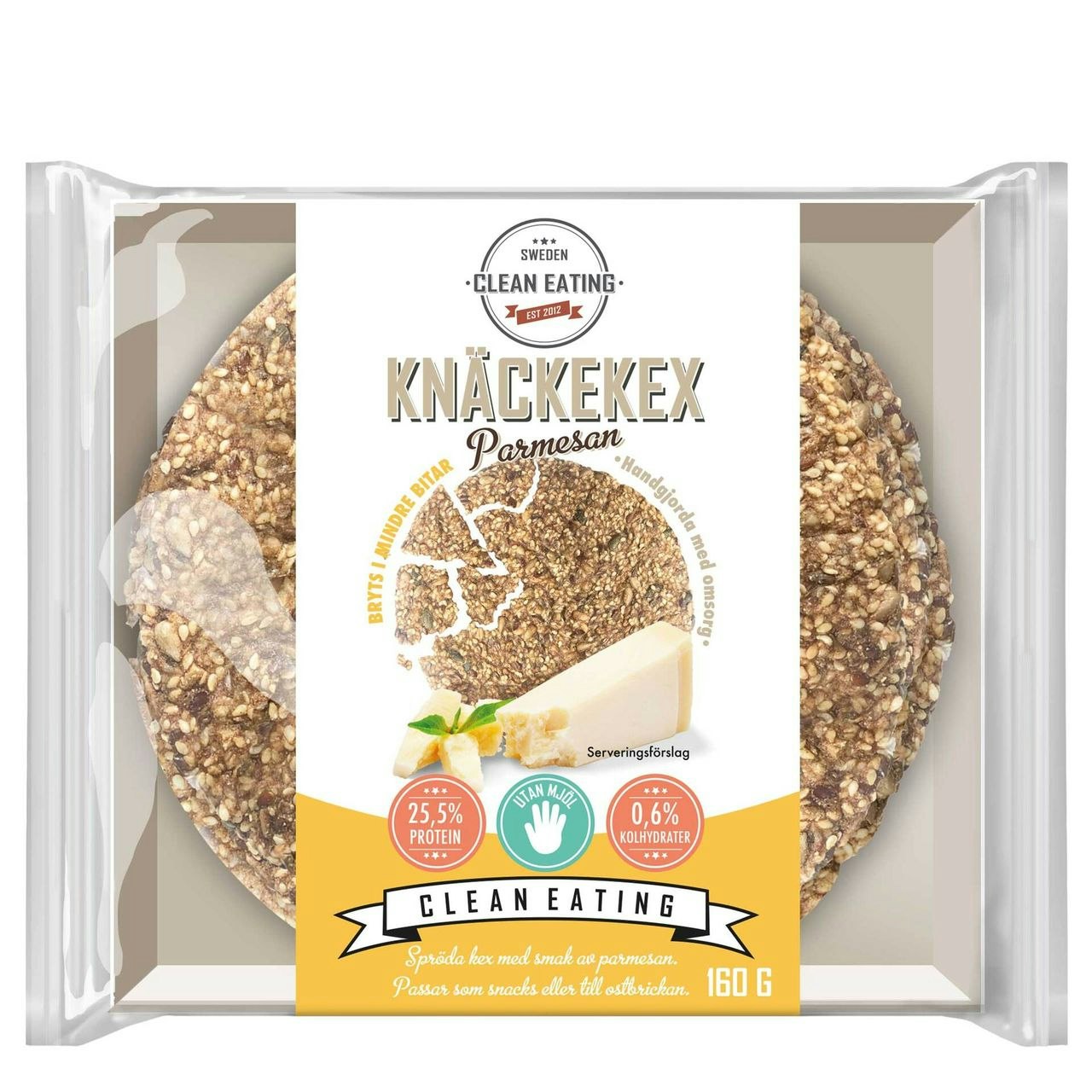 Clean Eating Crispbread Crackers, Parmesan - 160 grams