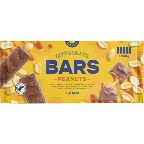 Dazzley Bars, Peanut Chocolate, 5-pack - 250 grams