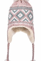 Robin Ruth Bon Bon Leather Stamp Winter Hat - Pink/Grey