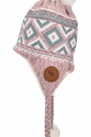 Robin Ruth Bon Bon Leather Stamp Winter Hat - Pink/Grey