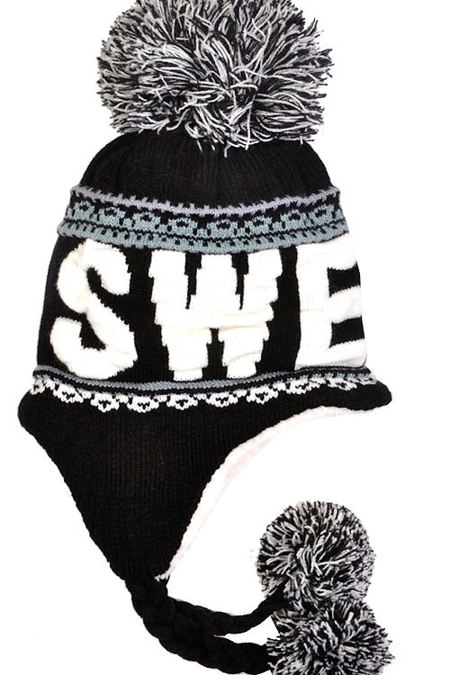 Robin Ruth Bon Bon Winter Hat - Sweden, Black/White