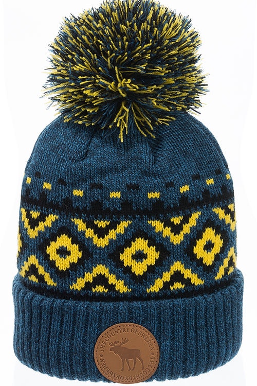 Robin Ruth Leather Stamp Beanie - Sweden, Blue/Yellow