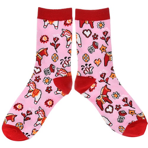 Robin Ruth Classic Socks, Size 36-42 - Dala Horse, Pink