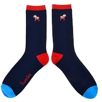 Robin Ruth Embroidery Socks, Size 40-45 - Dala Horse, Dark Blue