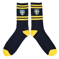 Robin Ruth Retro Socks, Size 40-45 - Swedish Shield, Navy/Yellow