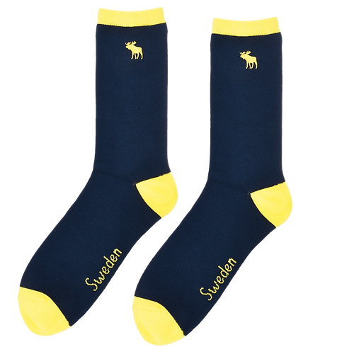 Robin Ruth Embroidery Socks, Size 40-45 - Moose, Dark Blue