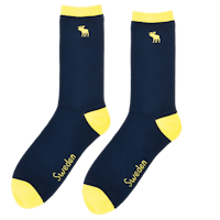Robin Ruth Embroidery Socks, Size 40-45 - Moose, Dark Blue