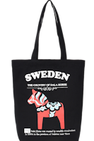 Robin Ruth Natural Tote Bag, Dala Horse, Black - 36x37 cm