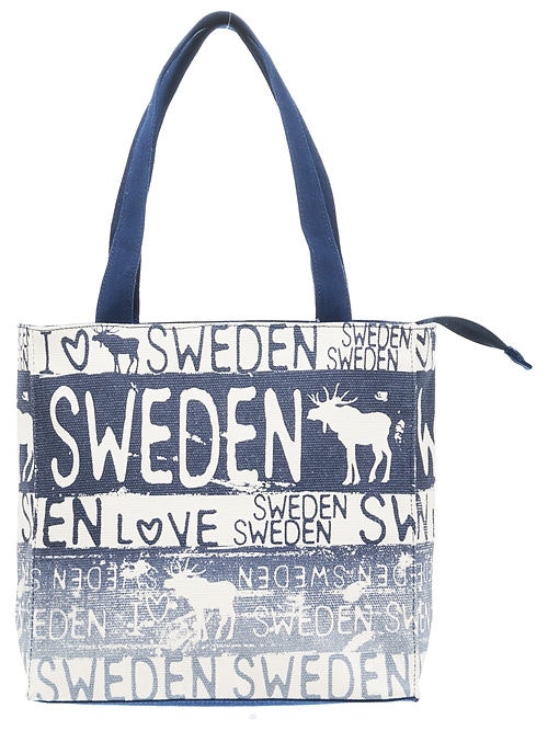 Robin Ruth Classic Canvas Bag Small, Moose, Blue/White - 25x25 cm