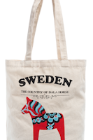 Robin Ruth Natural Tote Bag, Dala Horse, White - 36x37 cm