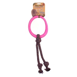 Hundleksak ring med rep rosa från Beco
