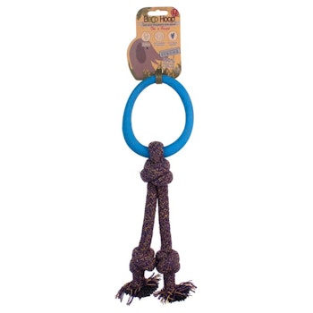 Hundleksak ring med rep blå från Beco