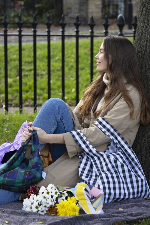 Shoppingkasse - Gingham Black & White - kind bag