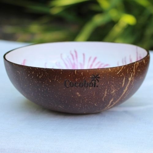 Coconut bowl Kokosskål - rosa blomma