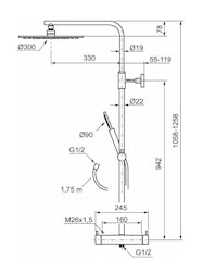 Mora INXX II Duschsystem med takdusch