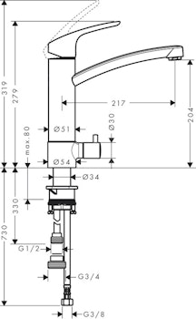 Hansgrohe Focus E2 Köksblandare med Diskmaskinsavstängning