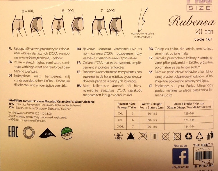Rubensa 20 den Gabriella strumpbyxa 3XXL short