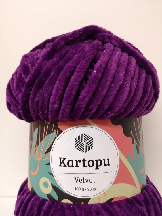 Velvet chenillegarn glitter Kartopu 100g  lila
