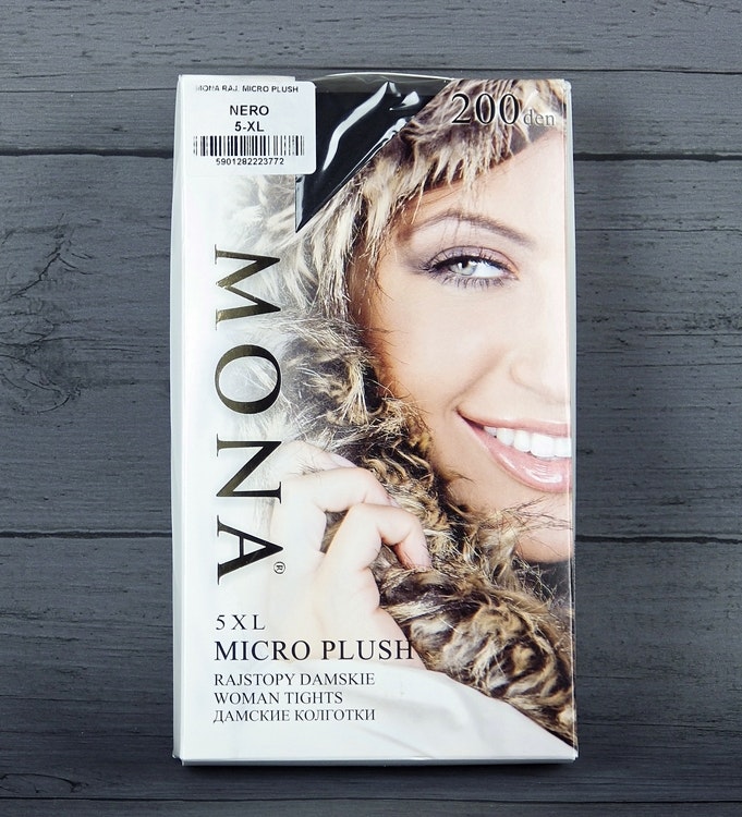Mikro Plush Mona varm strumpbyxa svart 200 den 5/XL (48-50)