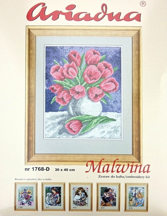 Broderikit tavla med moulinégarn från Ariadna Blommor