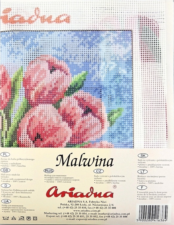 Broderikit tavla med moulinégarn från Ariadna Blommor