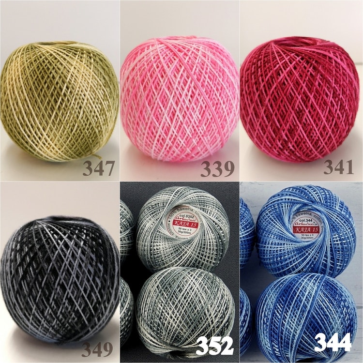 Kaja 15 Ariadna Merceriserat Bomull 30g ombré virkgarn