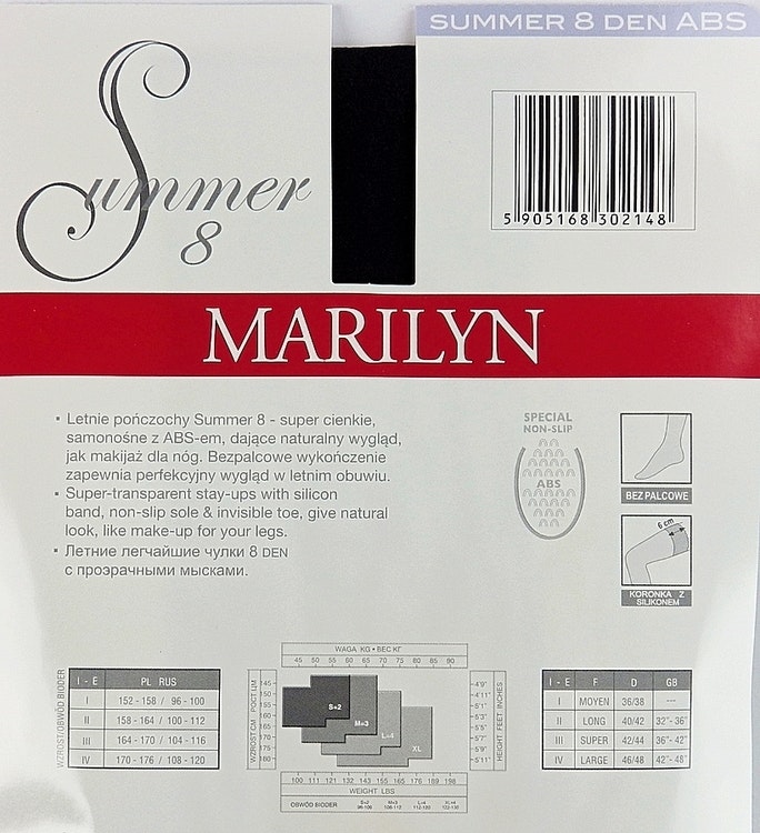 Summer 8 den Marilyn Stay-Ups 42-44 (M/L) Halkfri