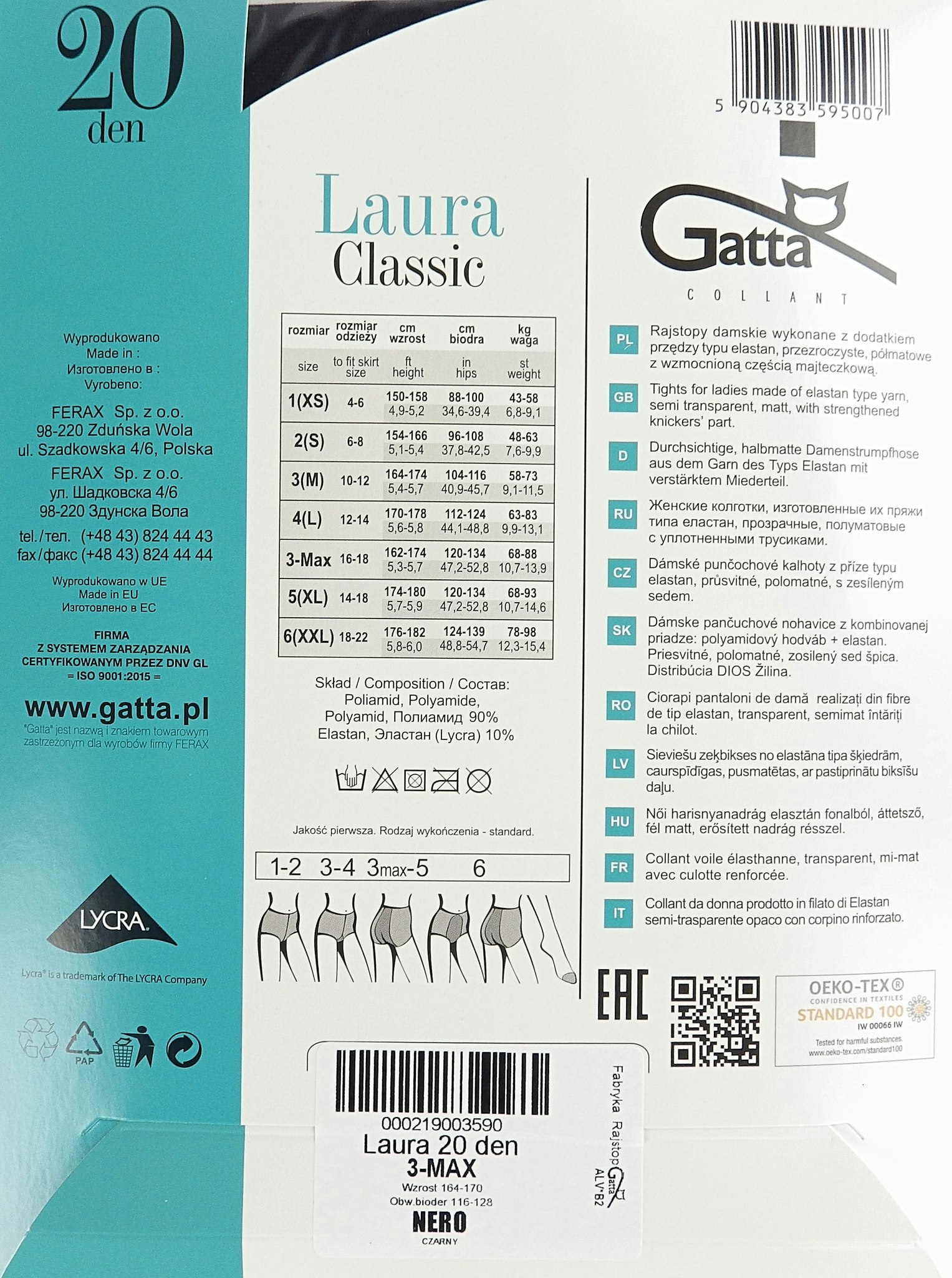 Laura 20 den Gatta strumpbyxa 3MAX