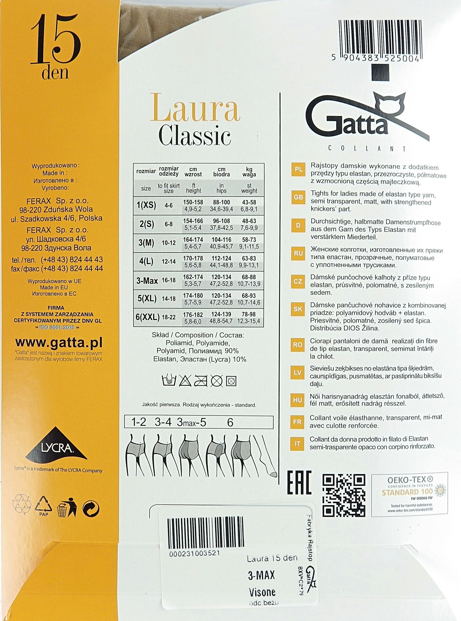Laura 15 den Gatta strumpbyxa 3MAX