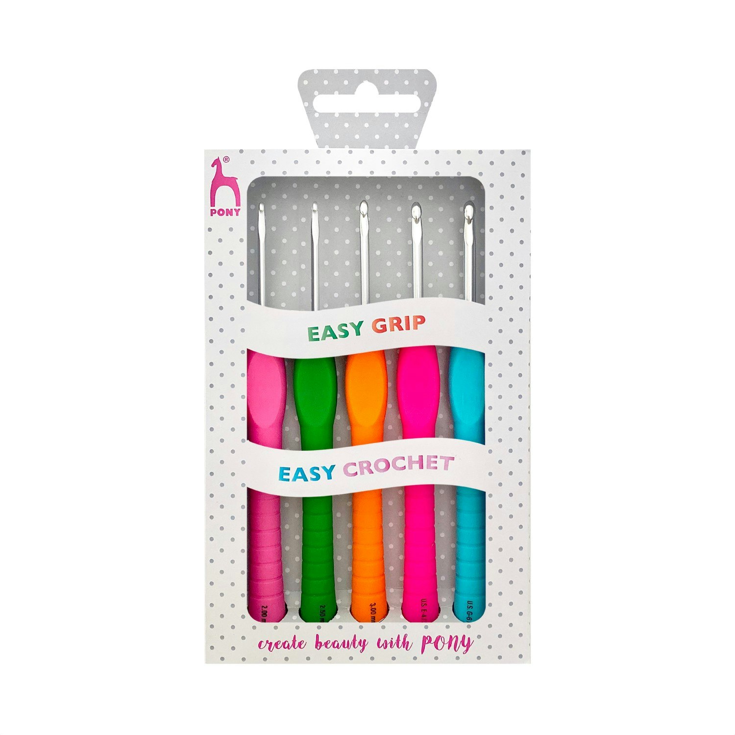 Ergonomiska Virknålar 5 st Set Pony Easy Grip 2,00-4,00 mm